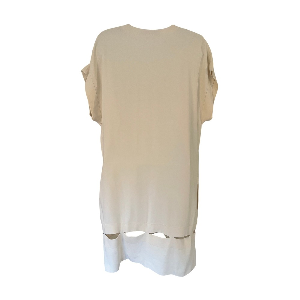 Stella McCartney Cream V-Neck Laser Cut Scalloped Hem Shift‎ Dress Size Small - Picture 4 of 9